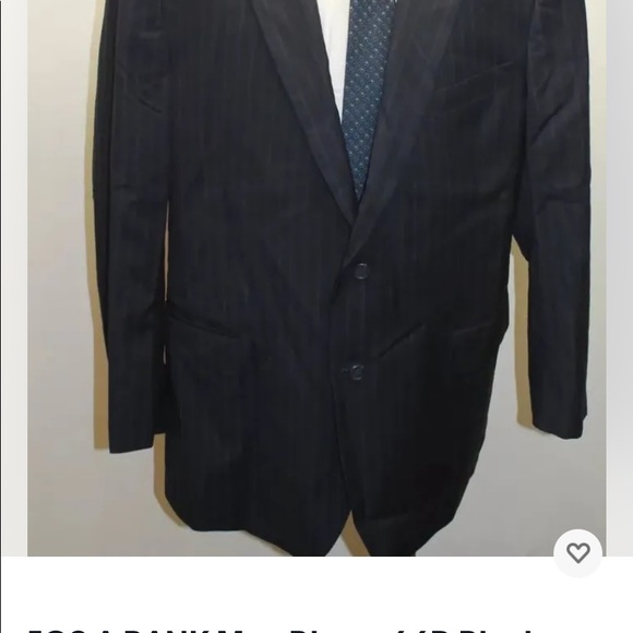 JOS A BANK Men Blazer 46R Black Striped 100% Wool Lined 2 Buttons - Picture 7 of 7